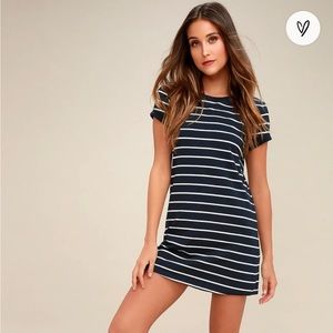 Lulus navy blue striped t shirt dress size xs